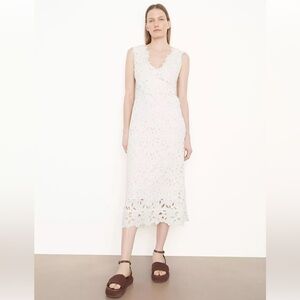 VINCE White Nouveau Lace V-Neck Dress $595 size 6